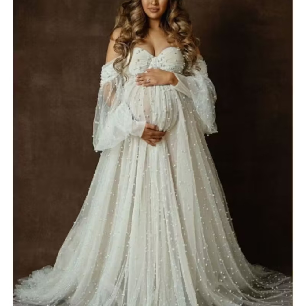 Elegant White Maternity Gown